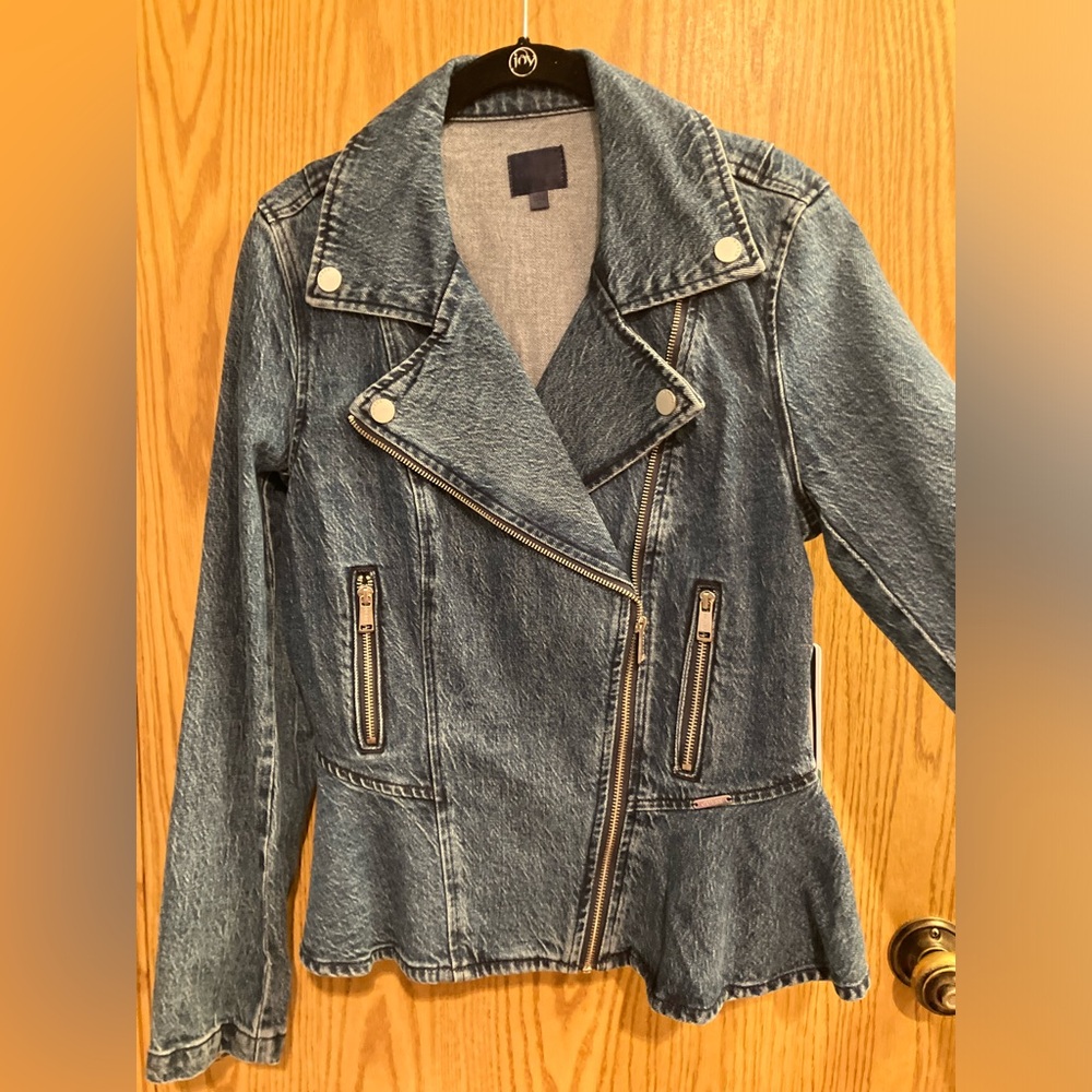 Guess Denim Peplum Moto Jacket